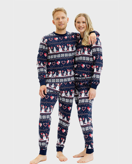 Pyjama de Noël bleu marine avec cœur pour hommes