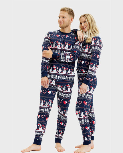 Pyjama de Noël bleu marine avec cœur pour hommes