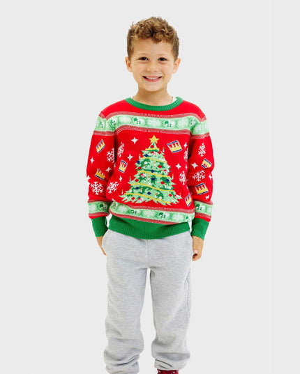 Pull de Noël enfant avec sapin lumineux - Modèle moche de Noël