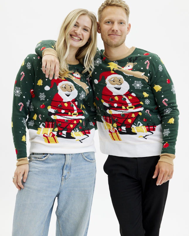 Pull de Noël Père Noël Étoile pour femme - Modèle lumineux