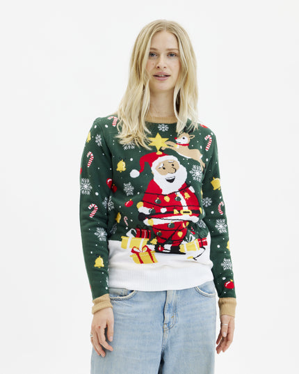 Pull de Noël Père Noël Étoile pour femme - Modèle lumineux