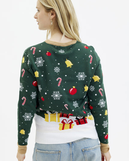 Pull de Noël Père Noël Étoile pour femme - Modèle lumineux