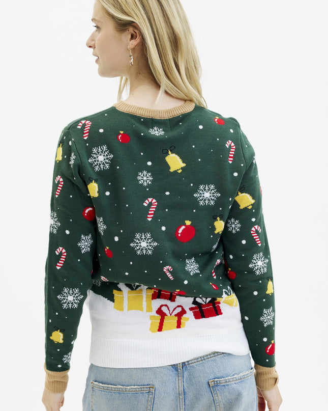Pull de Noël Père Noël Étoile pour femme - Modèle lumineux