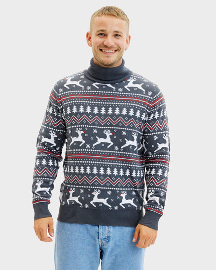 Pull de Noël élégant à col montant pour homme
