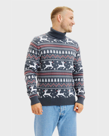 Pull de Noël élégant à col montant pour homme