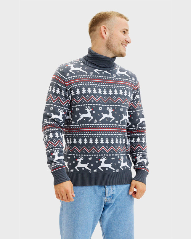 Pull de Noël élégant à col montant pour homme