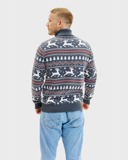 Pull de Noël élégant à col montant pour homme