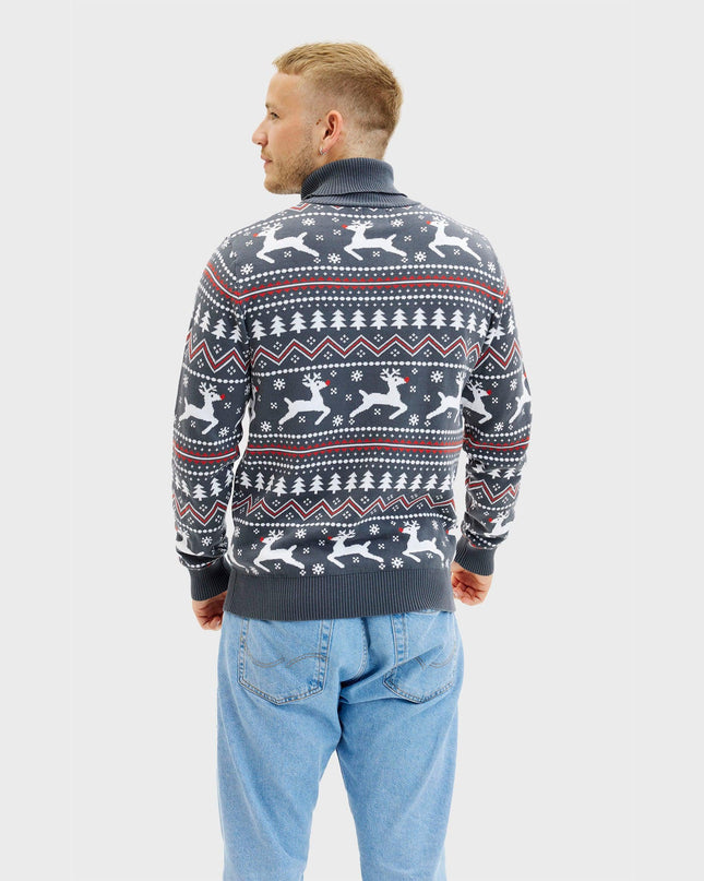 Pull de Noël élégant à col montant pour homme