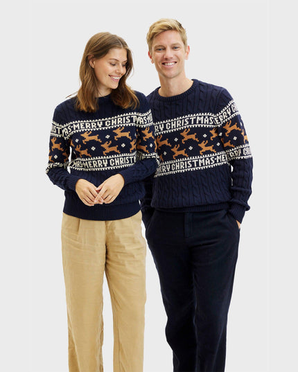 Pull de Noël bleu élégant pour femme