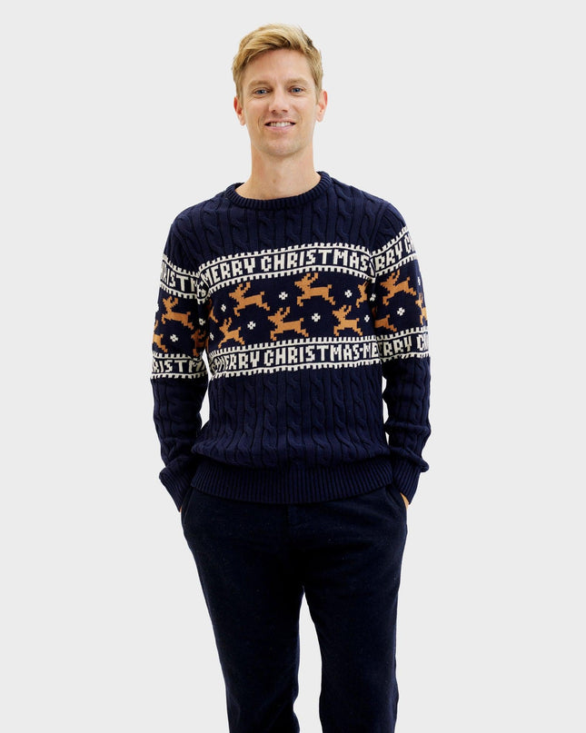 Pull de Noël bleu élégant pour homme