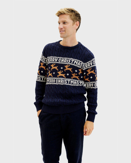 Pull de Noël bleu élégant pour homme