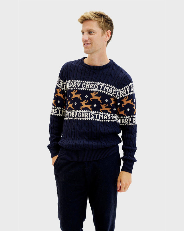 Pull de Noël bleu élégant pour homme