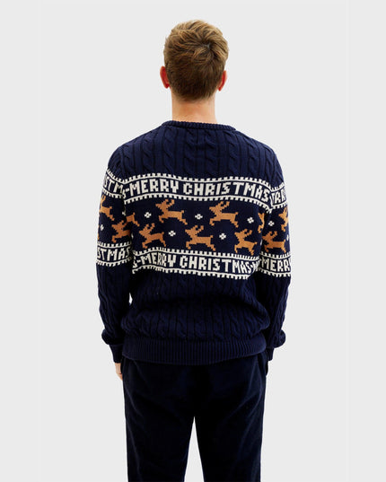 Pull de Noël bleu élégant pour homme