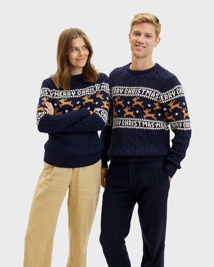 Pull de Noël bleu élégant pour homme