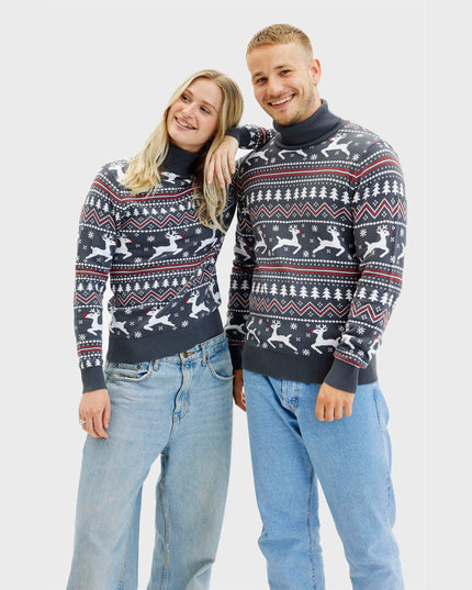 Pull de Noël élégant à col montant pour femmes