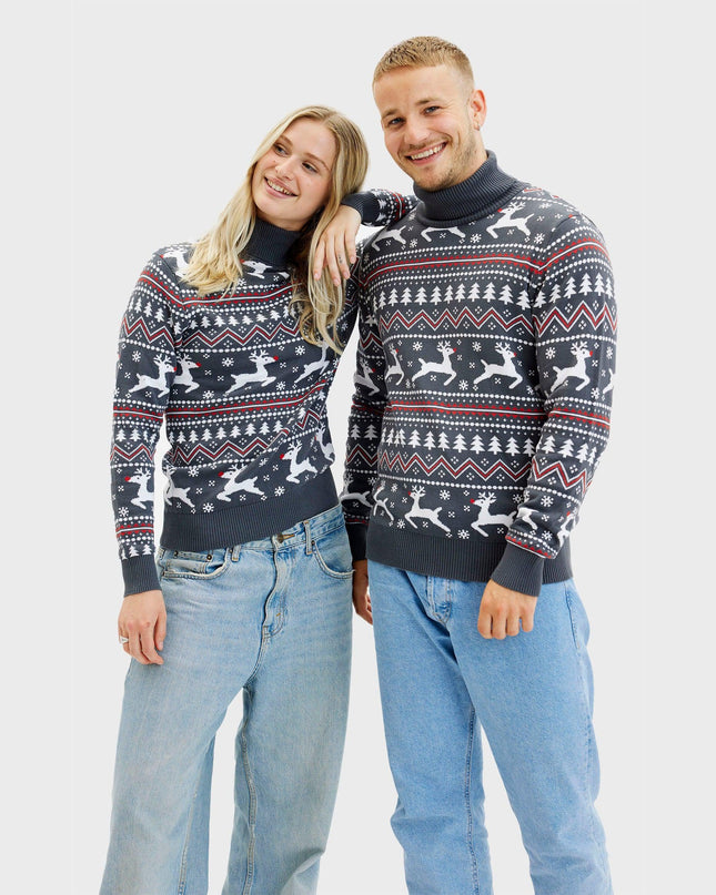 Pull de Noël élégant à col montant pour femmes