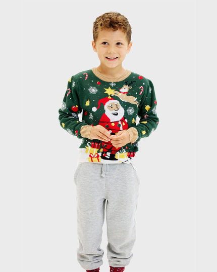 Pull de Noël Père Noël avec étoile et lumières pour enfants