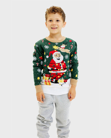 Pull de Noël lumineux avec étoile du Père Noël pour enfants