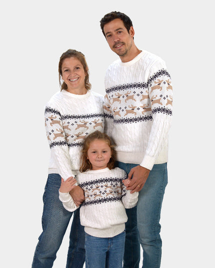 Pull de Noël blanc élégant pour toute la famille « Alaska »