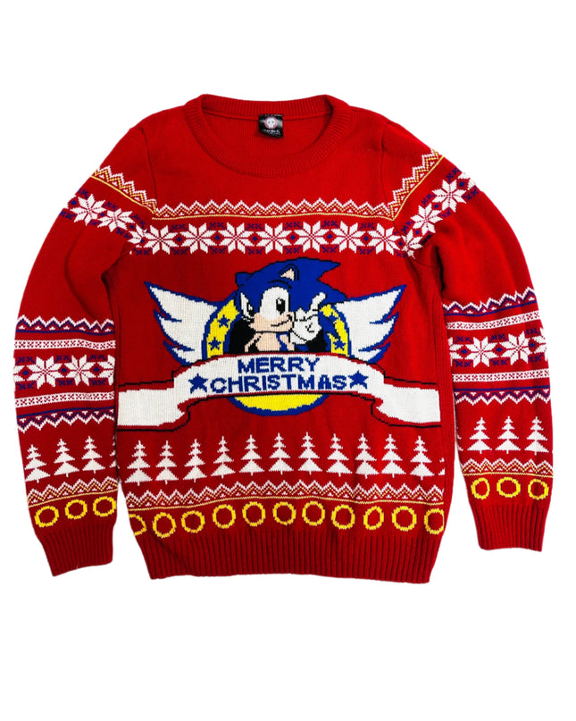 Pull de Noël Sonic vintage | Vêtements de fêtes amusants