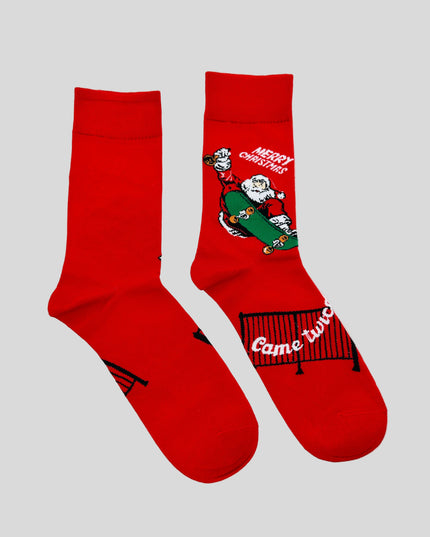 Chaussettes - Père Noël skateur - Accessoire de Noël amusant