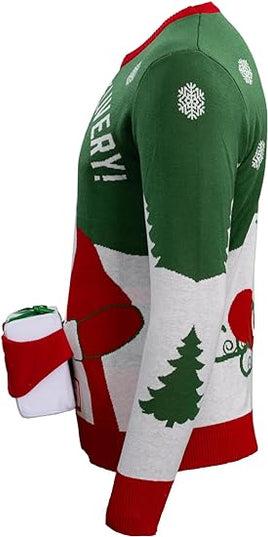 Pull de Noël moche en cadeau 3D du Père Noël, livraison spéciale