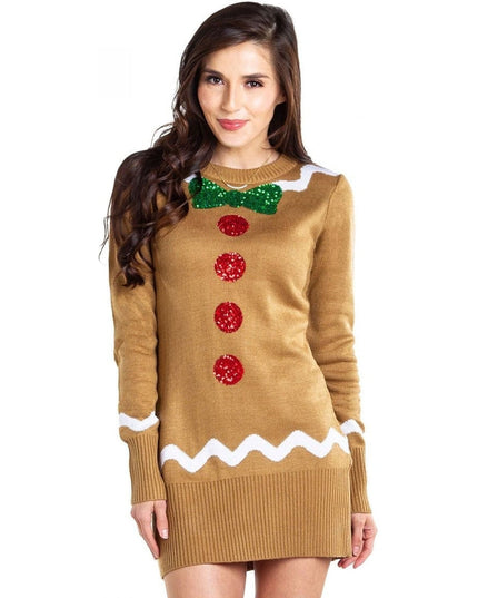 Women's Gingerbread Sweater Dress