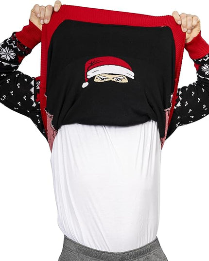 Demandez-moi des infos sur mon pull de Noël déguisé en ninja