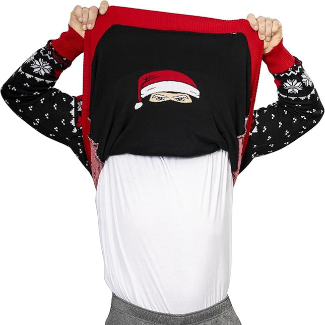 Demandez-moi des infos sur mon pull de Noël déguisé en ninja