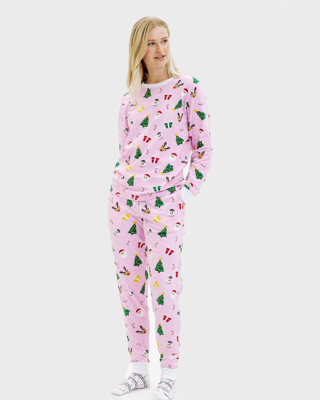 Pyjama de Noël rose pour femme - Confort toute l'année