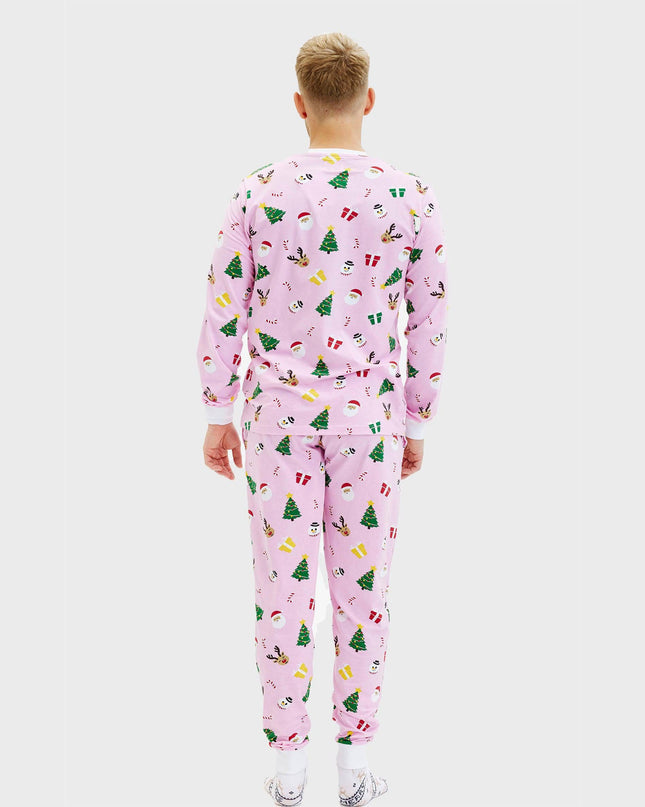 Pyjama de Noël rose pour homme - Confort toute l'année