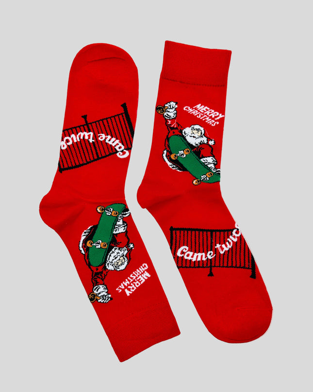 Chaussettes - Père Noël skateur - Accessoire de Noël amusant