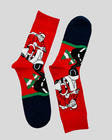 Chaussettes - Père Noël motard - Accessoire de Noël amusant