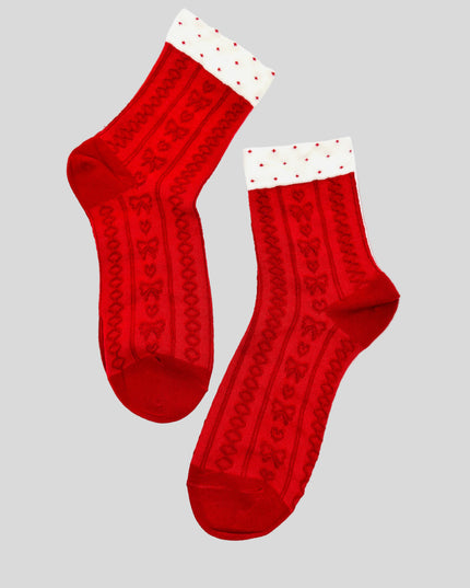 Chaussettes - Joli motif rouge IV - Accessoire festif