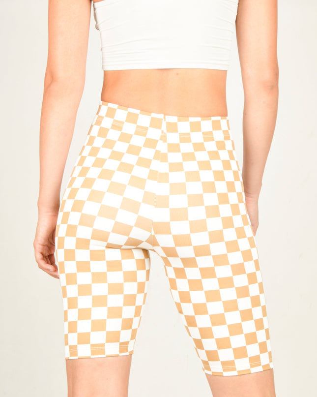 Short de cyclisme - Modèle Pepita Beige pour un confort décontracté