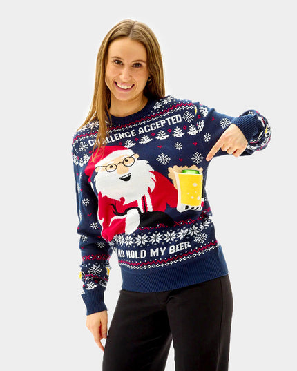 Pull de Noël pour femme avec poche à bière 3D