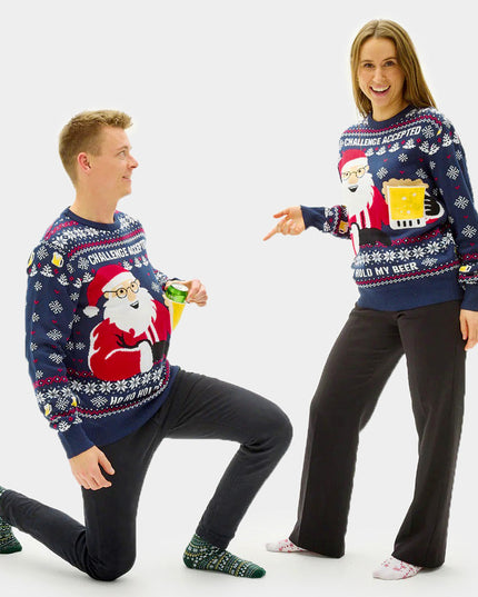 Pull de Noël pour femme avec poche à bière 3D