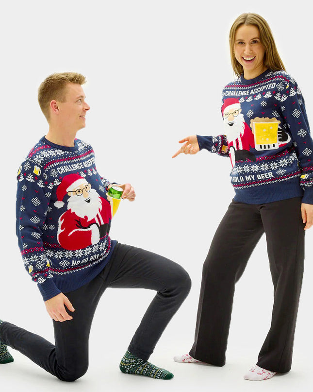 Pull de Noël pour femme avec poche à bière 3D