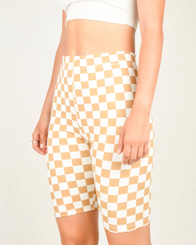 Short de cyclisme - Modèle Pepita Beige pour un confort décontracté