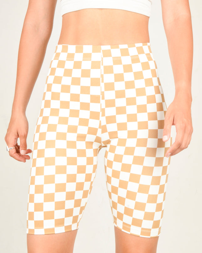 Short de cyclisme - Modèle Pepita Beige pour un confort décontracté