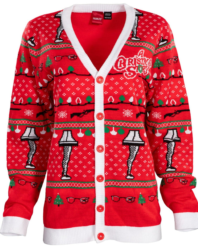 Un conte de Noël, lampe en forme de jambe, cardigan boutonné