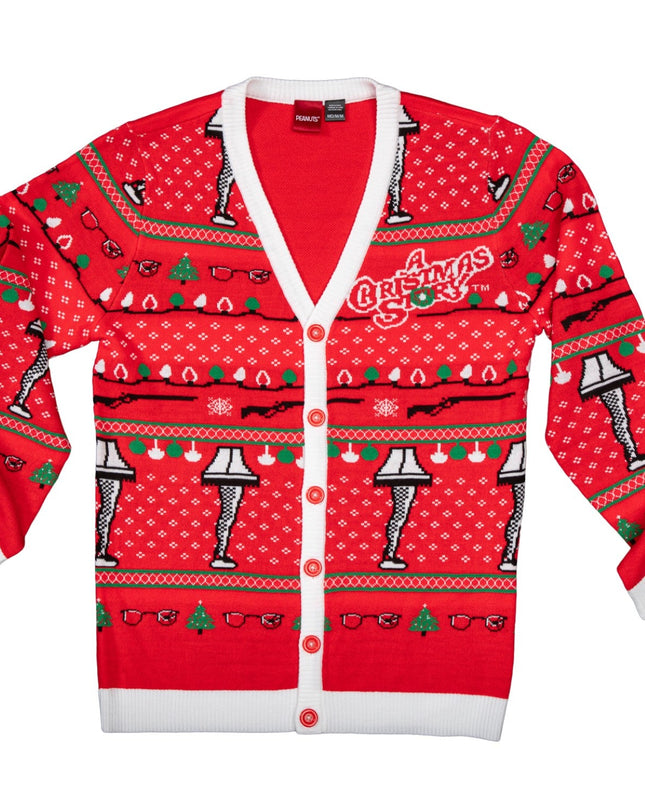 Un conte de Noël, lampe en forme de jambe, cardigan boutonné