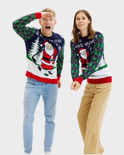 Pull de Noël moche pour femme avec lumières - Ho Ho Hole In One