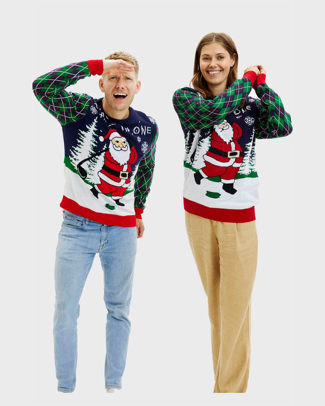 Pull de Noël moche pour femme avec lumières - Ho Ho Hole In One