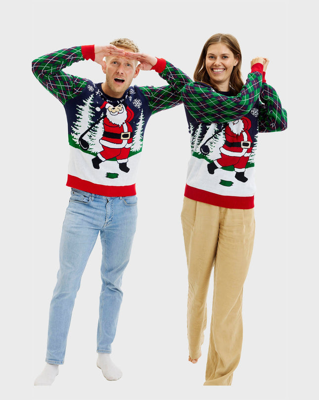 Pull de Noël moche pour femme avec lumières - Ho Ho Hole In One