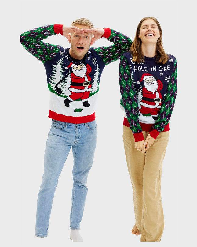 Pull de Noël moche pour femme avec lumières - Ho Ho Hole In One