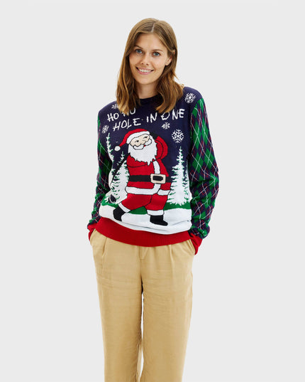 Pull de Noël moche pour femme avec lumières - Ho Ho Hole In One