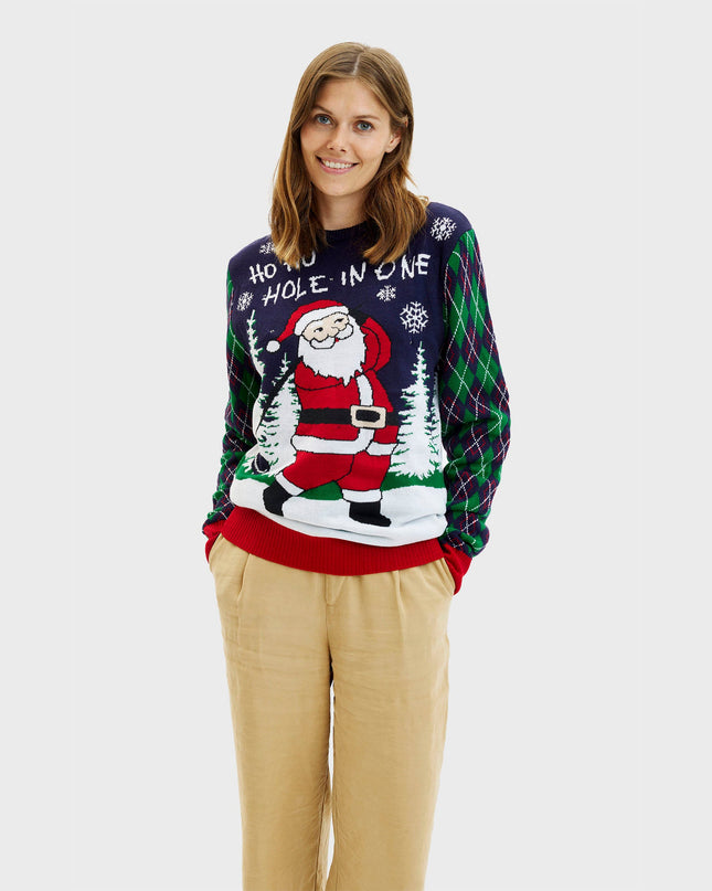 Pull de Noël moche pour femme avec lumières - Ho Ho Hole In One