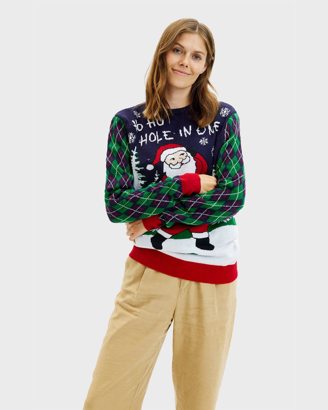 Pull de Noël moche pour femme avec lumières - Ho Ho Hole In One