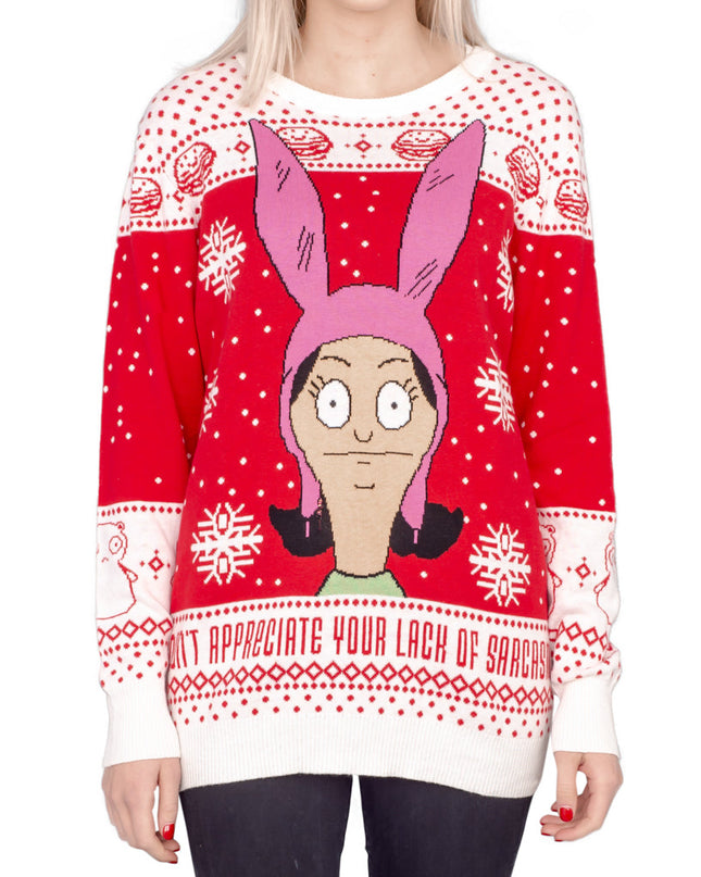Pull de Noël moche pour femmes Bob's Burgers Louise Sarcasme
